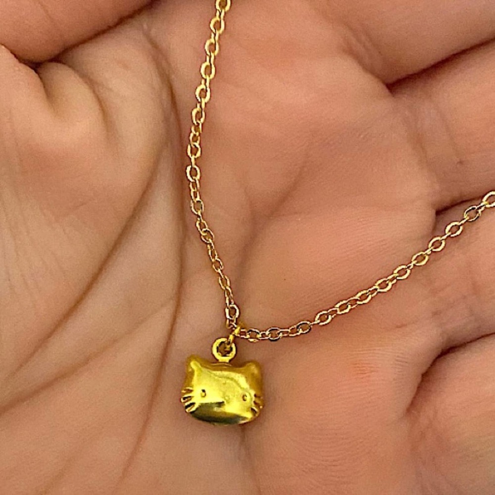 Hello Kitty Gold Plated Pendant Handmade Necklace